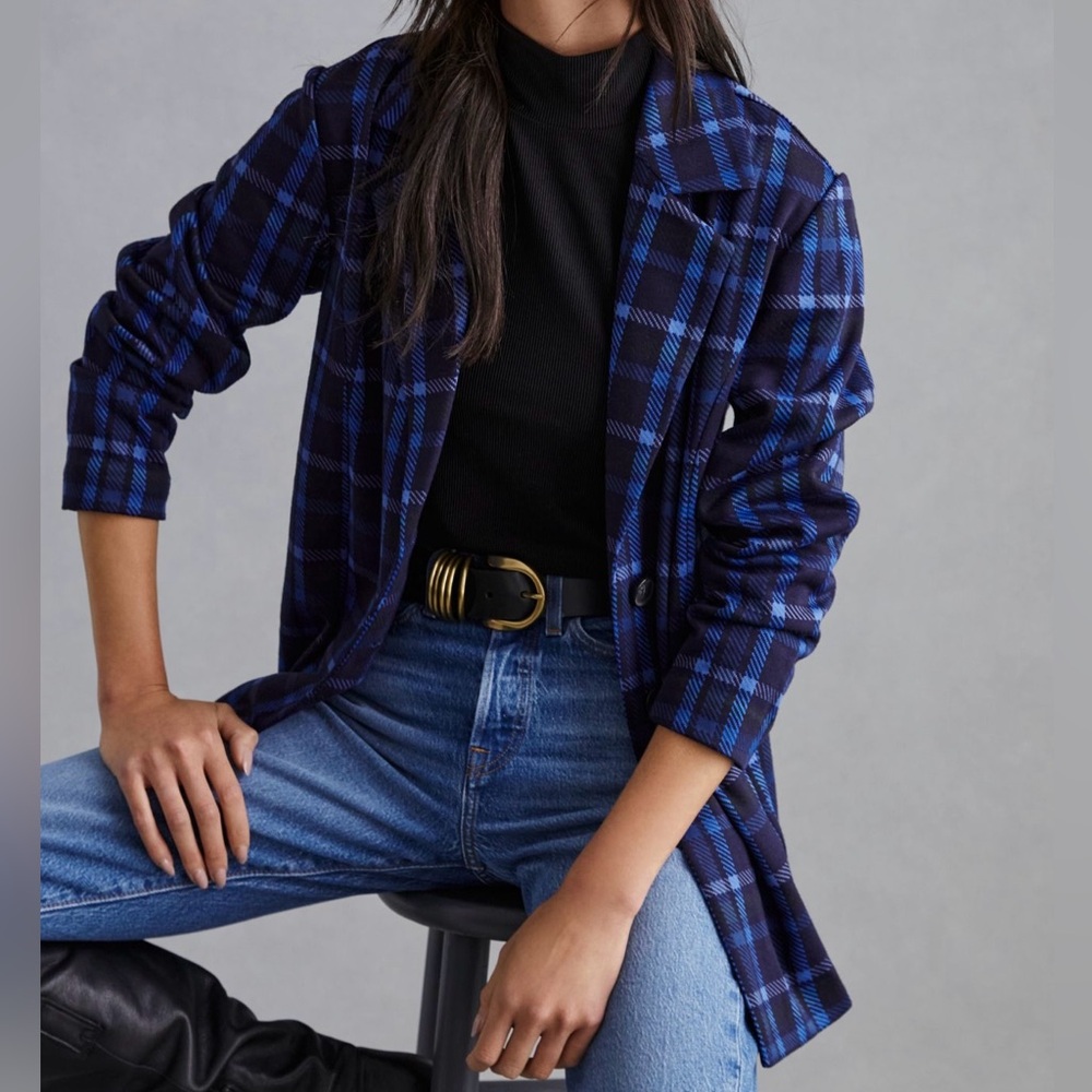 Long line plaid blazer